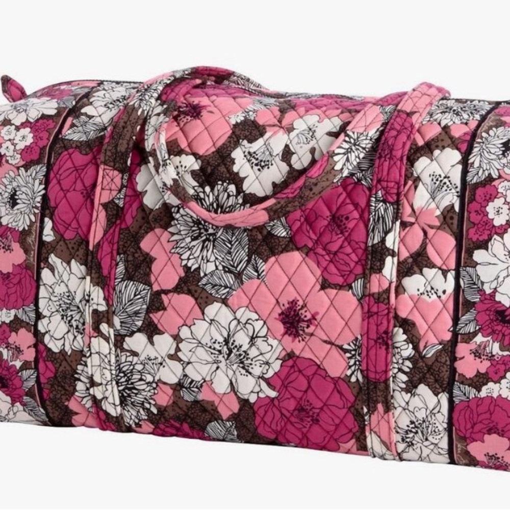 Vera Bradley XL Travel Duffle Bag Retired Mocha Rouge Print